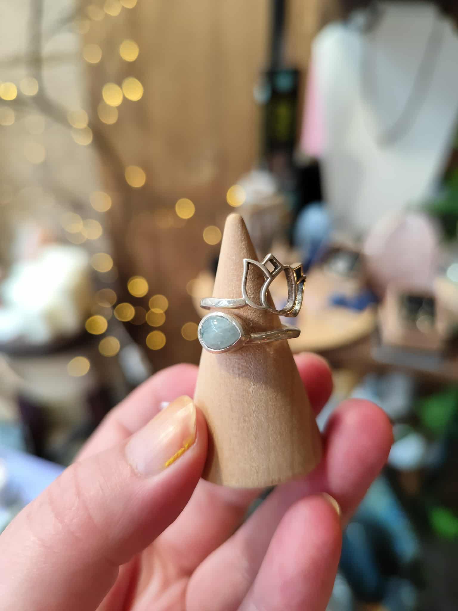 Bague Lotus Aigue Marine