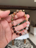 Bracelet Soleil du Sahara — Œil de taureau, Jaspe léopard, Cristal de roche & Pierre de lune