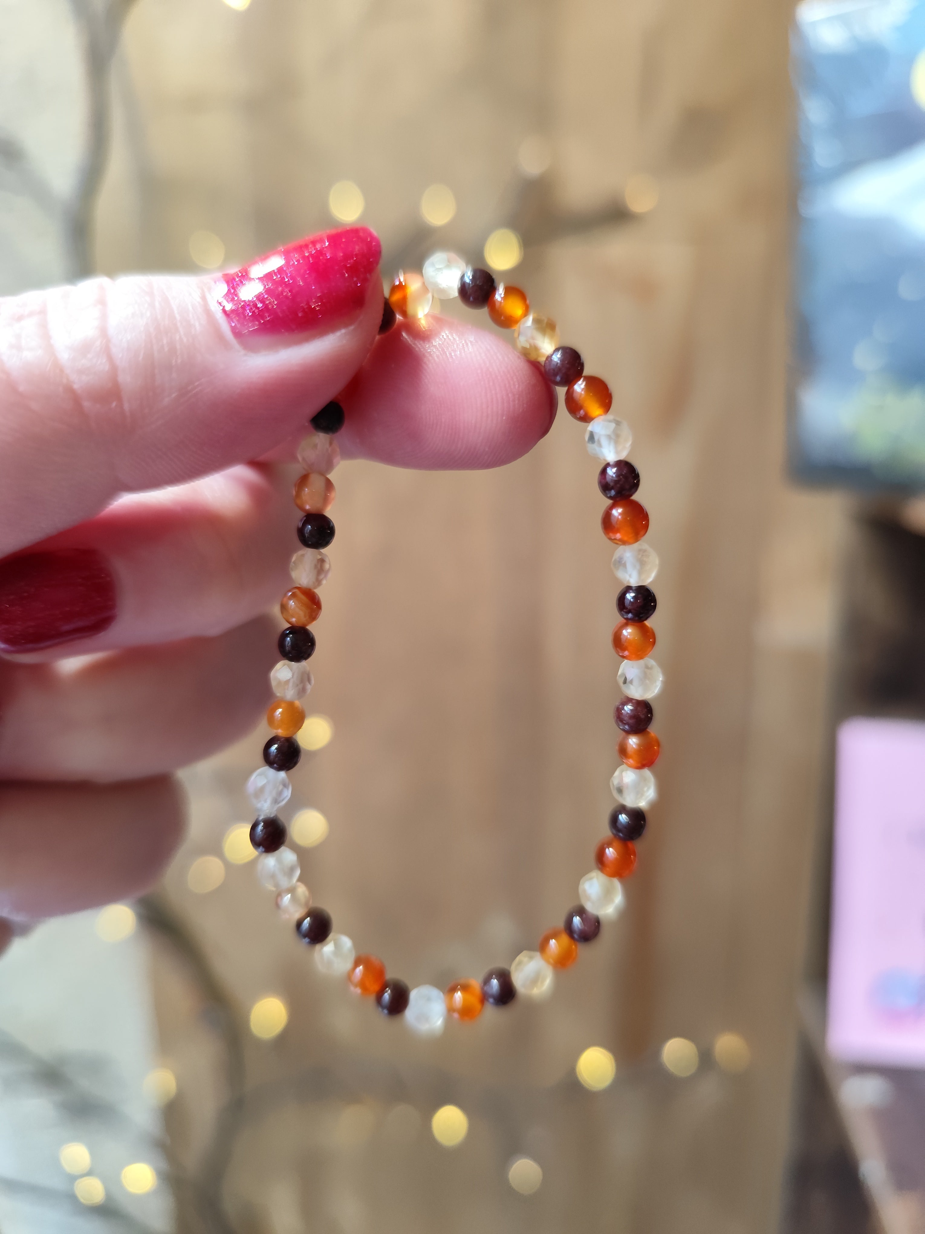Bracelet Citrine, Grenat & Cornaline – Fait Main | Gamme L’Œil de Luna