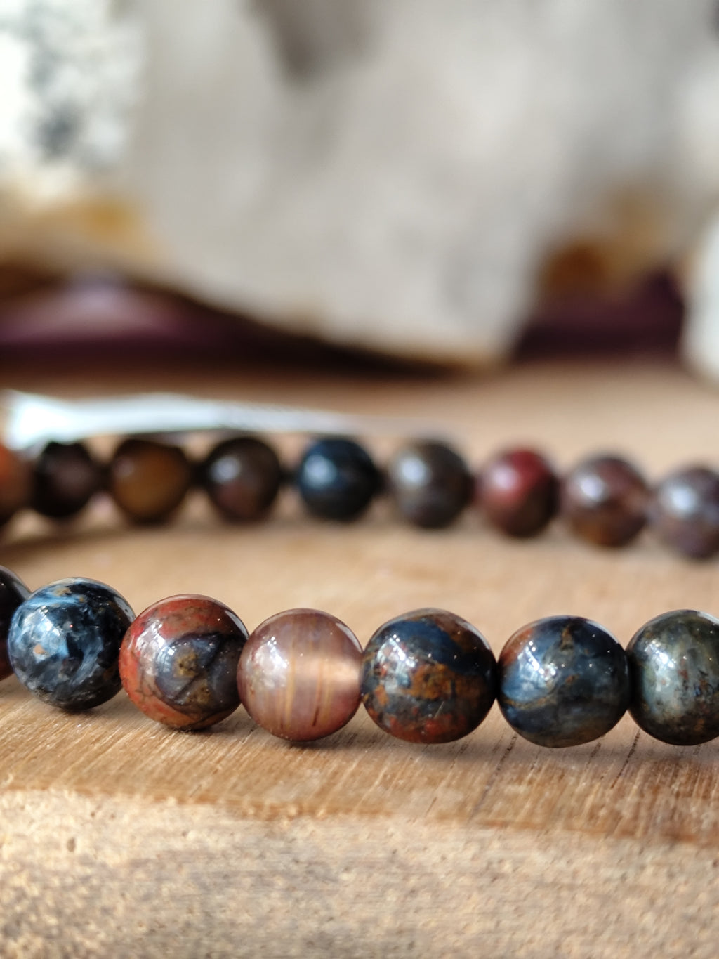 Bracelet Piétersite AA 6 mm – Pierre de la Tempête aux Reflets Exceptionnels