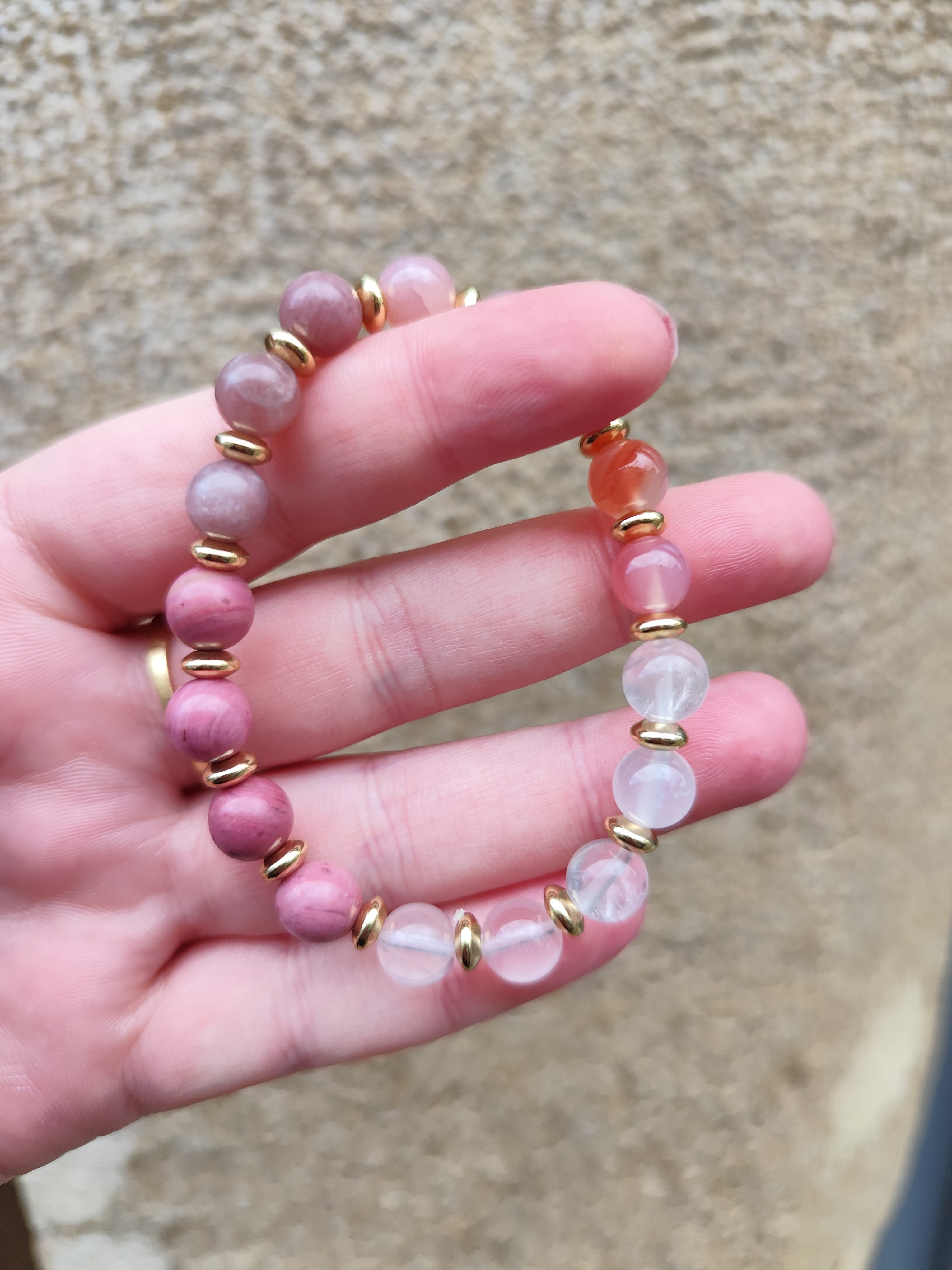 Collection Alma – Bracelets dégradés faits main uniques - Rose