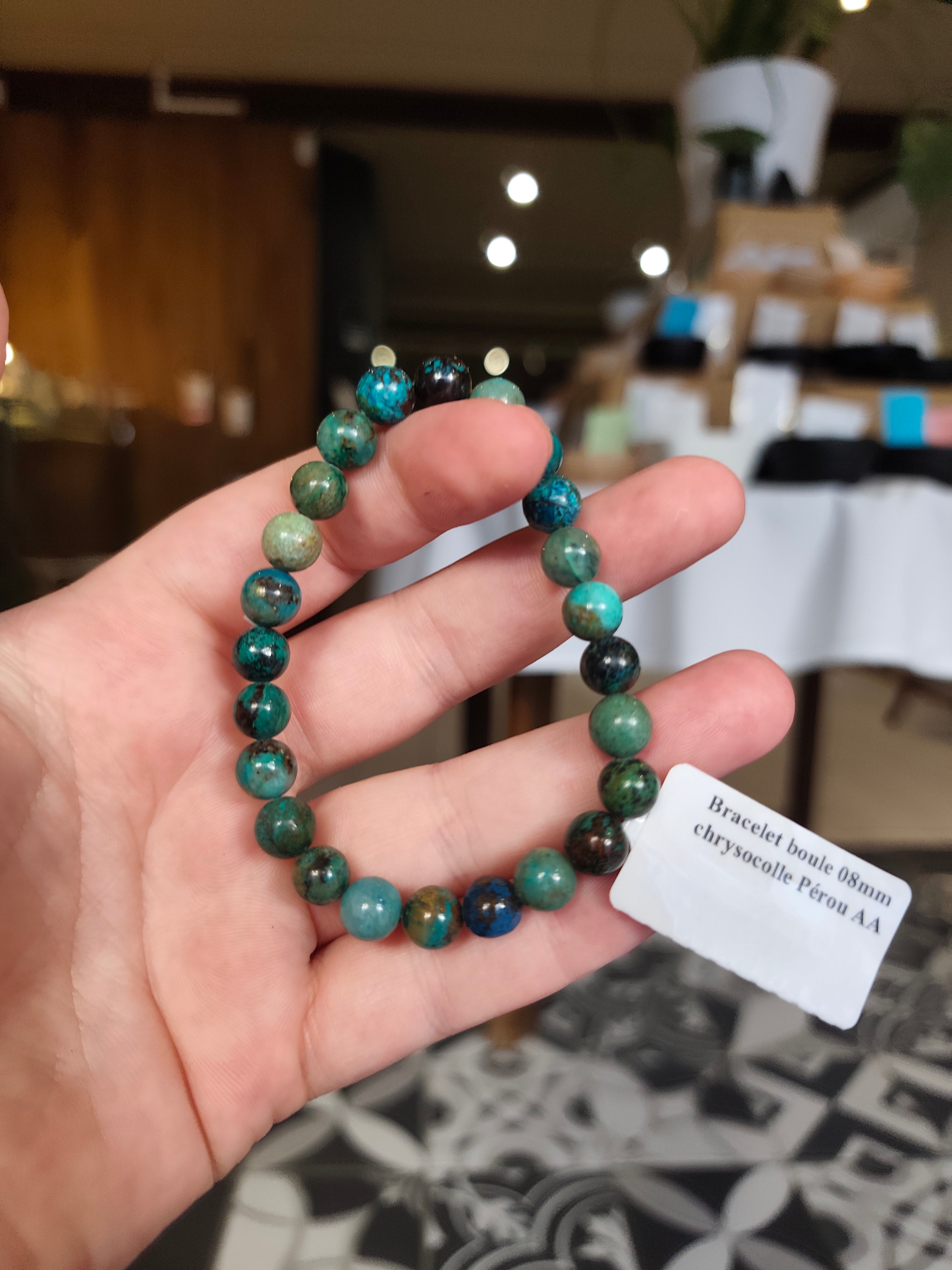 Bracelet Chrysocolle du Pérou AA – 8 mm