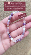 Bracelet Lilas – Apaisement et Amour | Phosphodérite, Améthyste, Nacre, Quartz Rose, Lépidolite