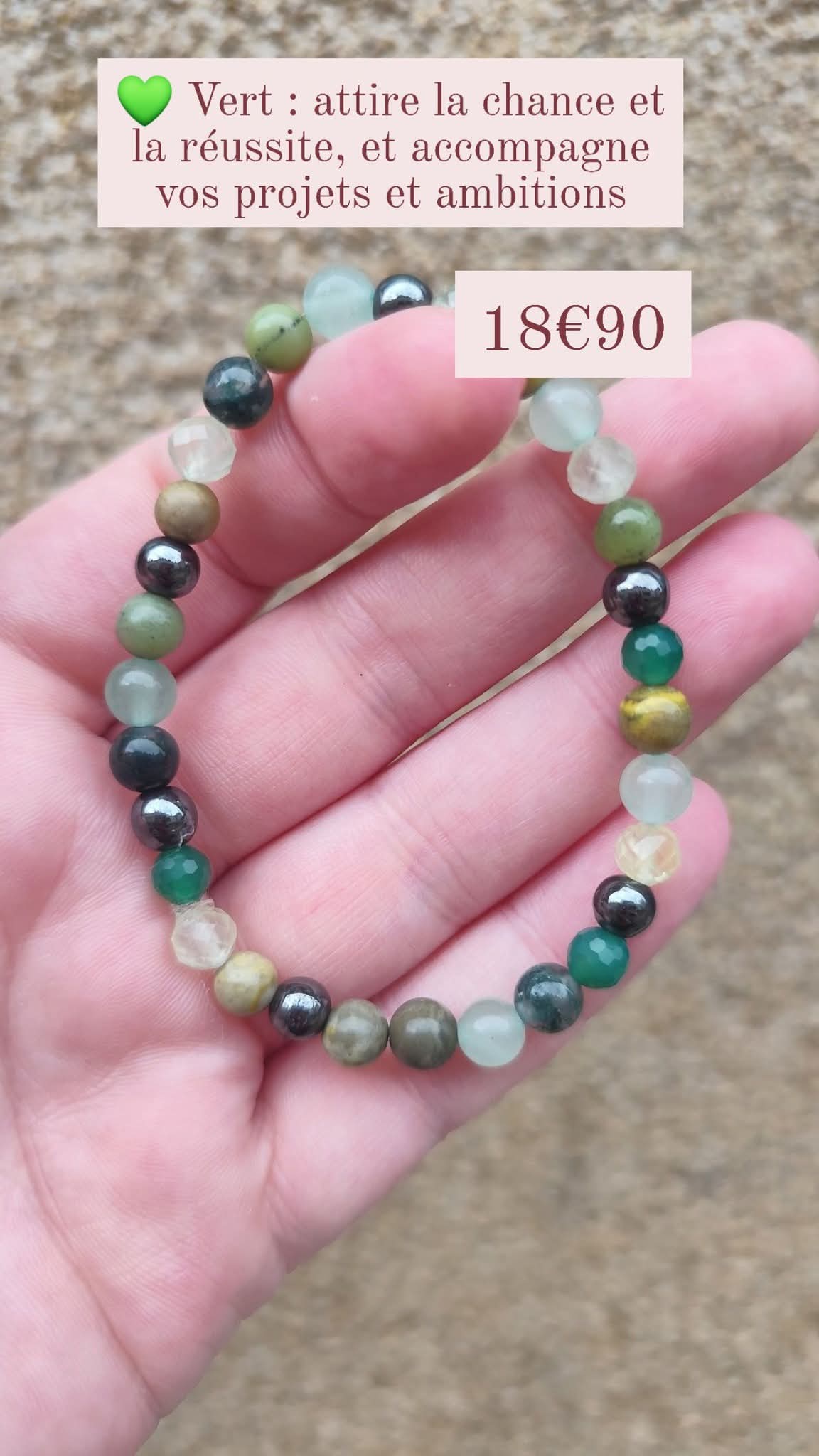 🌿 Bracelet fait main en pierres naturelles – Agate verte, Jaspe Bumblebee, Agate mousse, Hématite, Serpentine & Phrénite