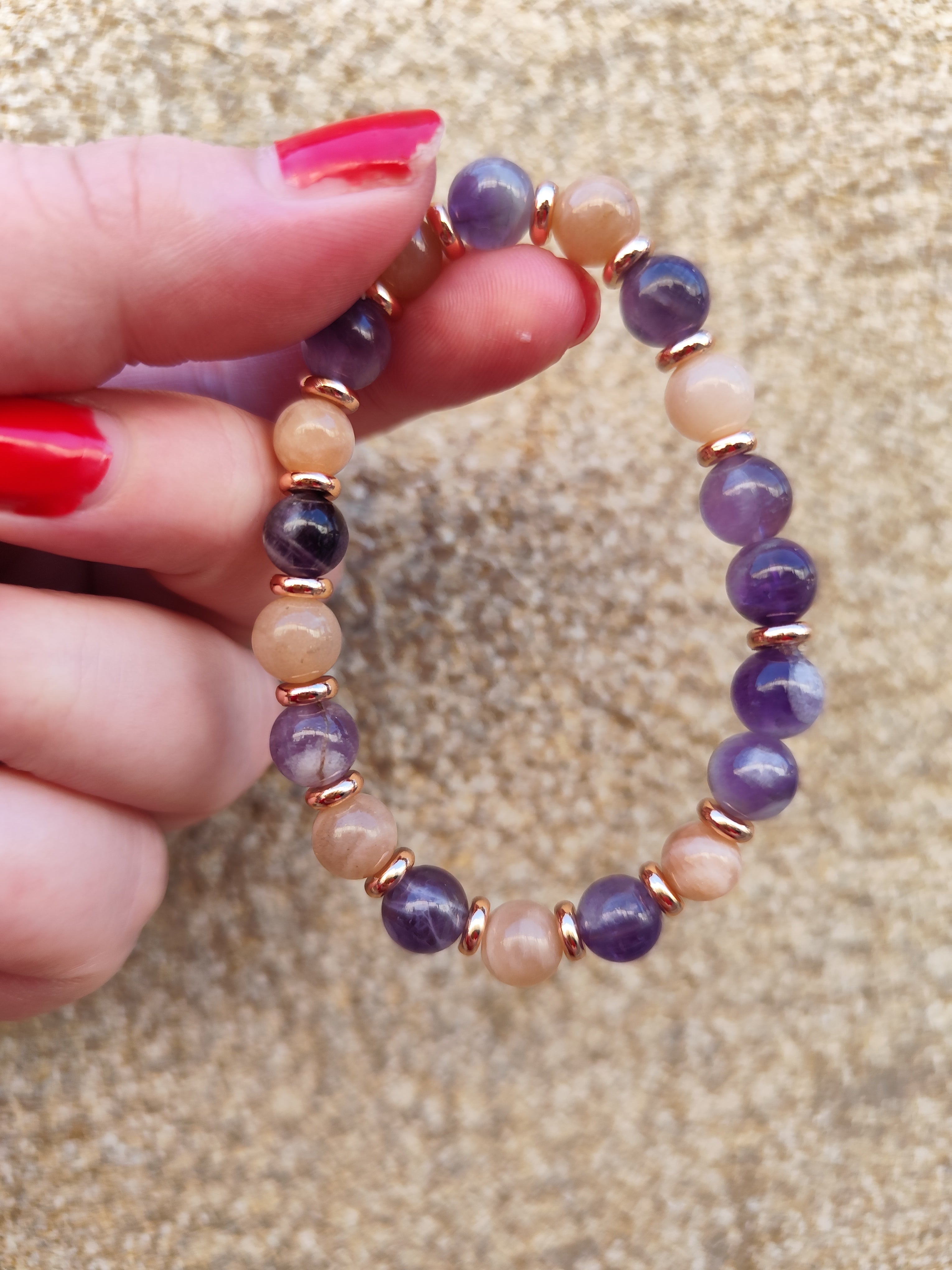 Bracelet " Élianne " Améthyste & Pierre de Lune
