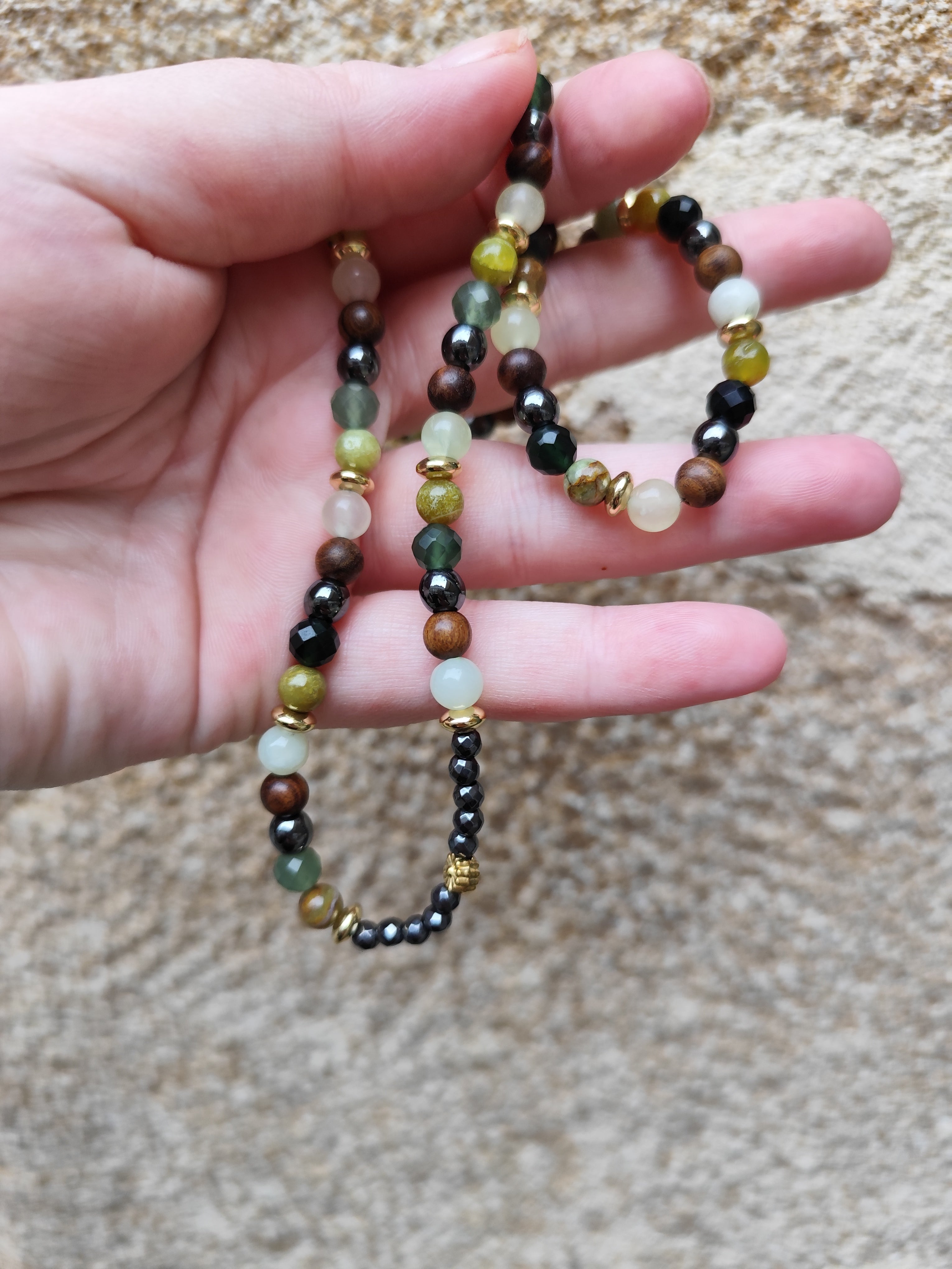 Sautoir Marguerite – Collier en Pierres Naturelles, Bijou Bohème et Lithothérapie