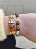 Bracelet Chance & Abondance – Trèfle Porte-Bonheur en Pyrite, Citrine et Aventurine Verte