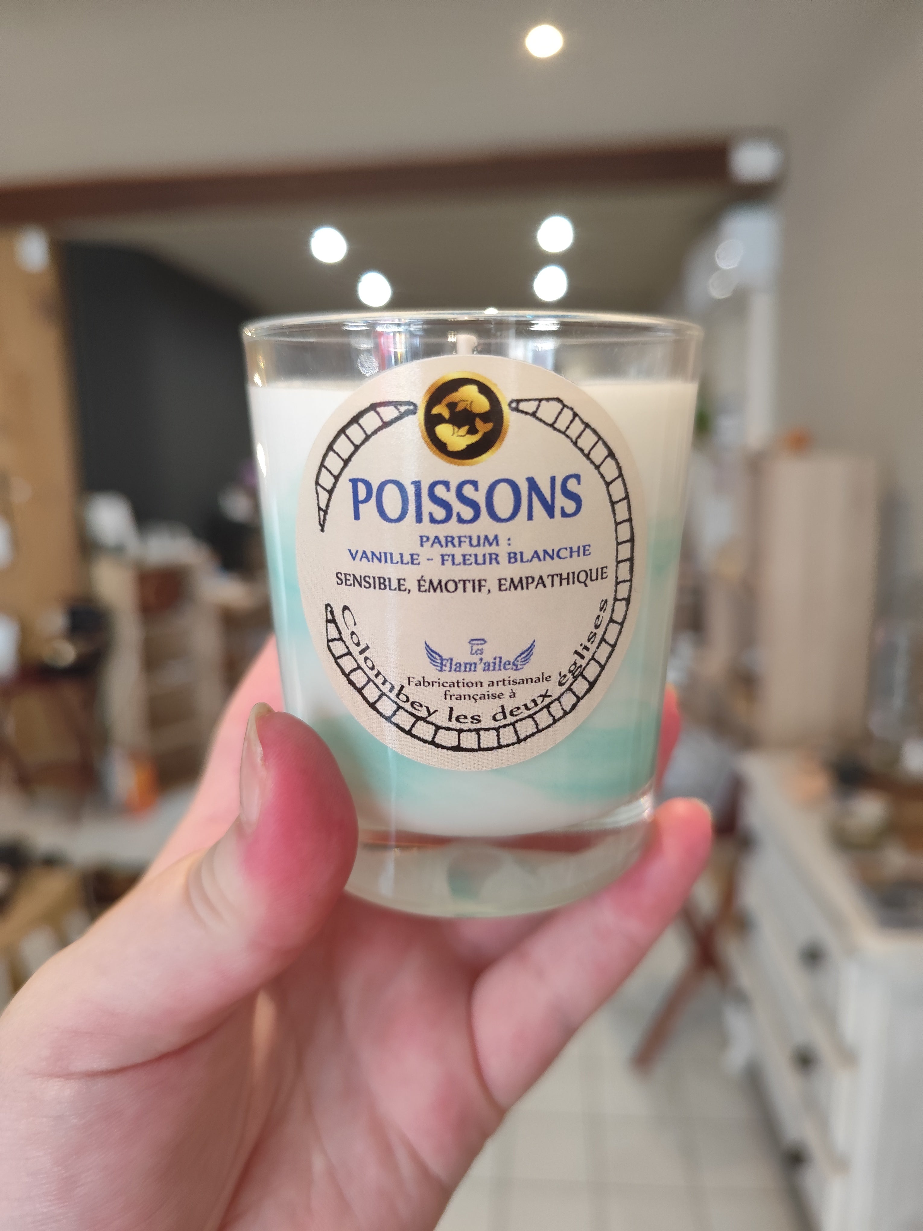 Bougie signe astrologique Poissons ♓ — Vanille & Fleur Blanche