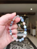 Bracelet Bleu Communication & Expression — Sodalite, Aigue-Marine & Calcédoine | Pièce Unique