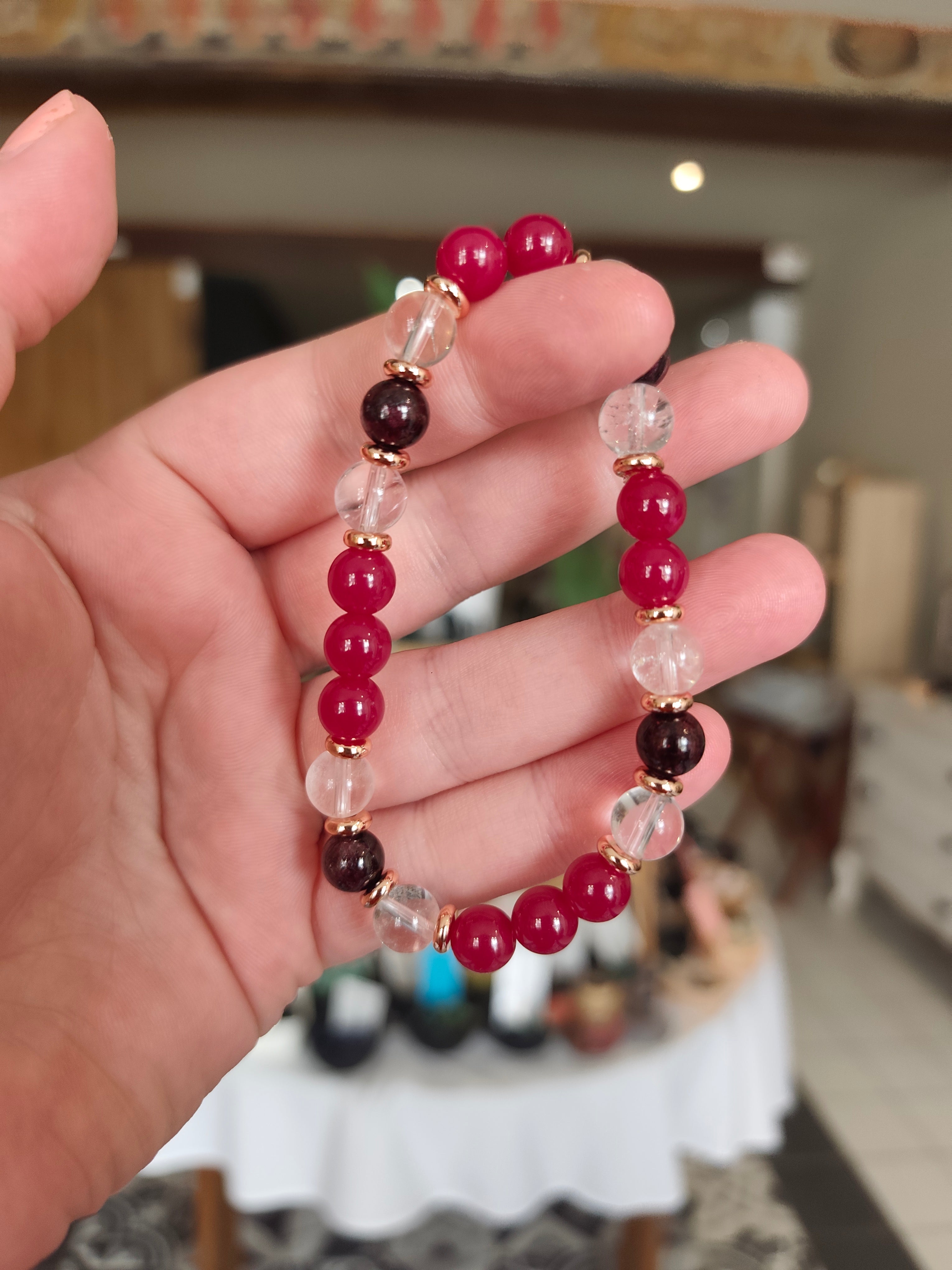 Bracelet Sex on the Beach – Rubis, Grenat & Cristal de Roche