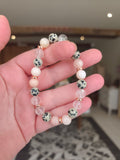 Bracelet des Elfes – Jaspe Dalmatien, Cristal de Roche & Opale Rose