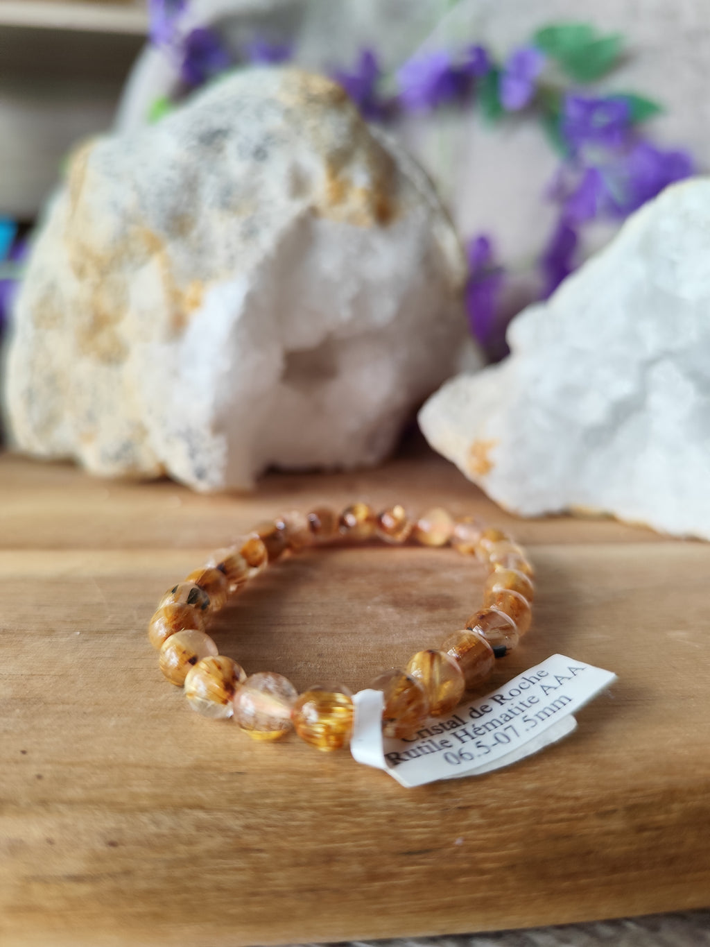 Bracelet Cristal de Roche Hématite AAA ( très rare )