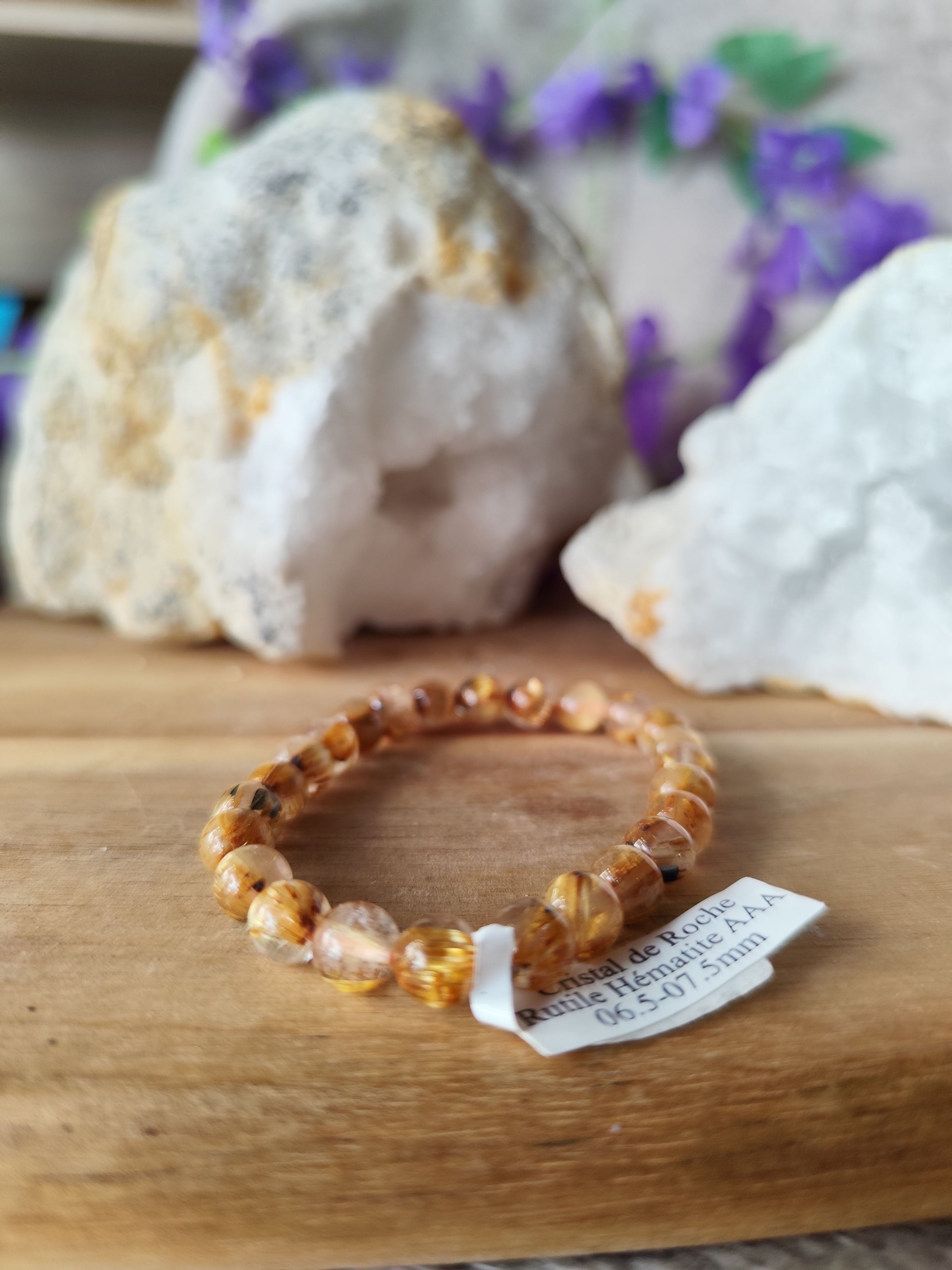 Bracelet Cristal de Roche Hématite AAA ( très rare )