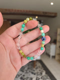 Bracelet Œil Gardien — Chrysoprase, Opale verte & Cristal de roche