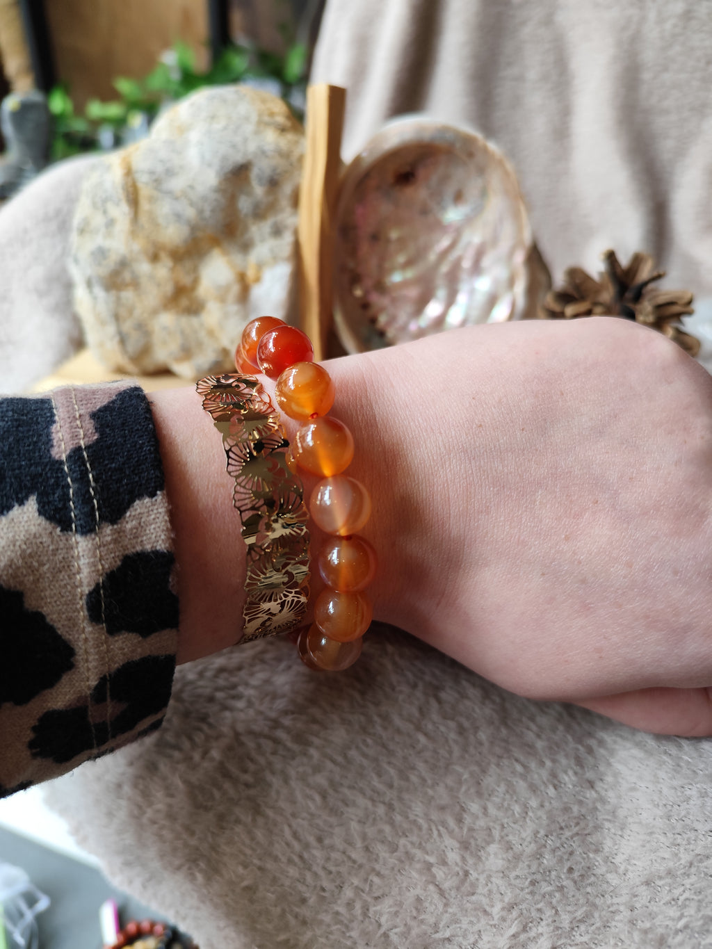 Bracelet Cornaline 12 mm – Pierre Naturelle Ultra Tendance & Énergie Positive