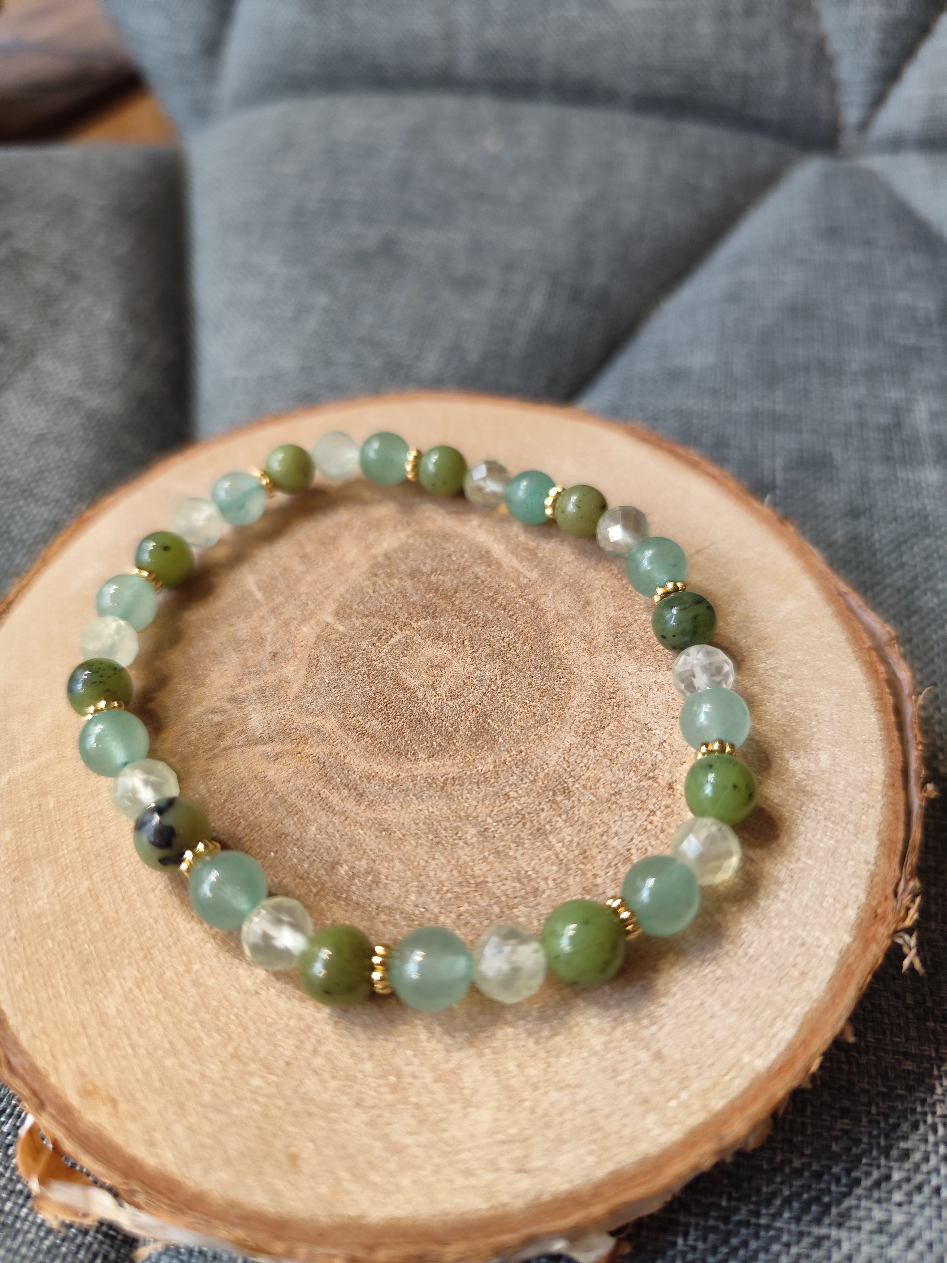 Bracelet Apaisement du cœur, réconciliations, Chakra Coeur / phrenite, aventurine verte, serpentine