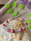 Bracelet Cherry Blossom — Fluorine bleue, Rhodonite, Quartz rose & Aventurine rose