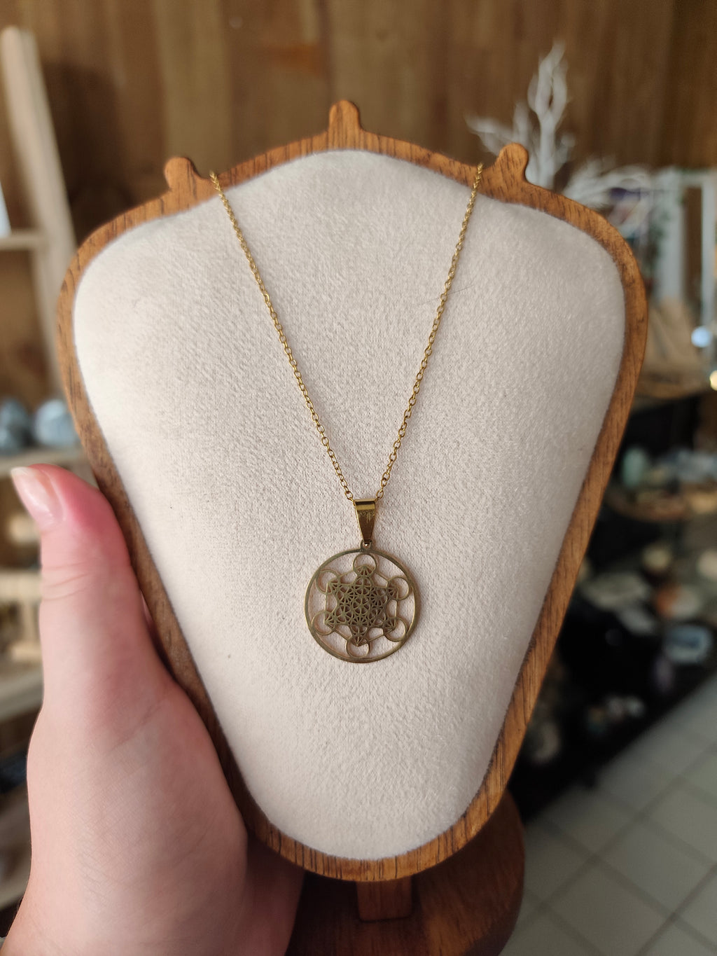 Collier Métatron doré en acier inoxydable – Talisman de protection