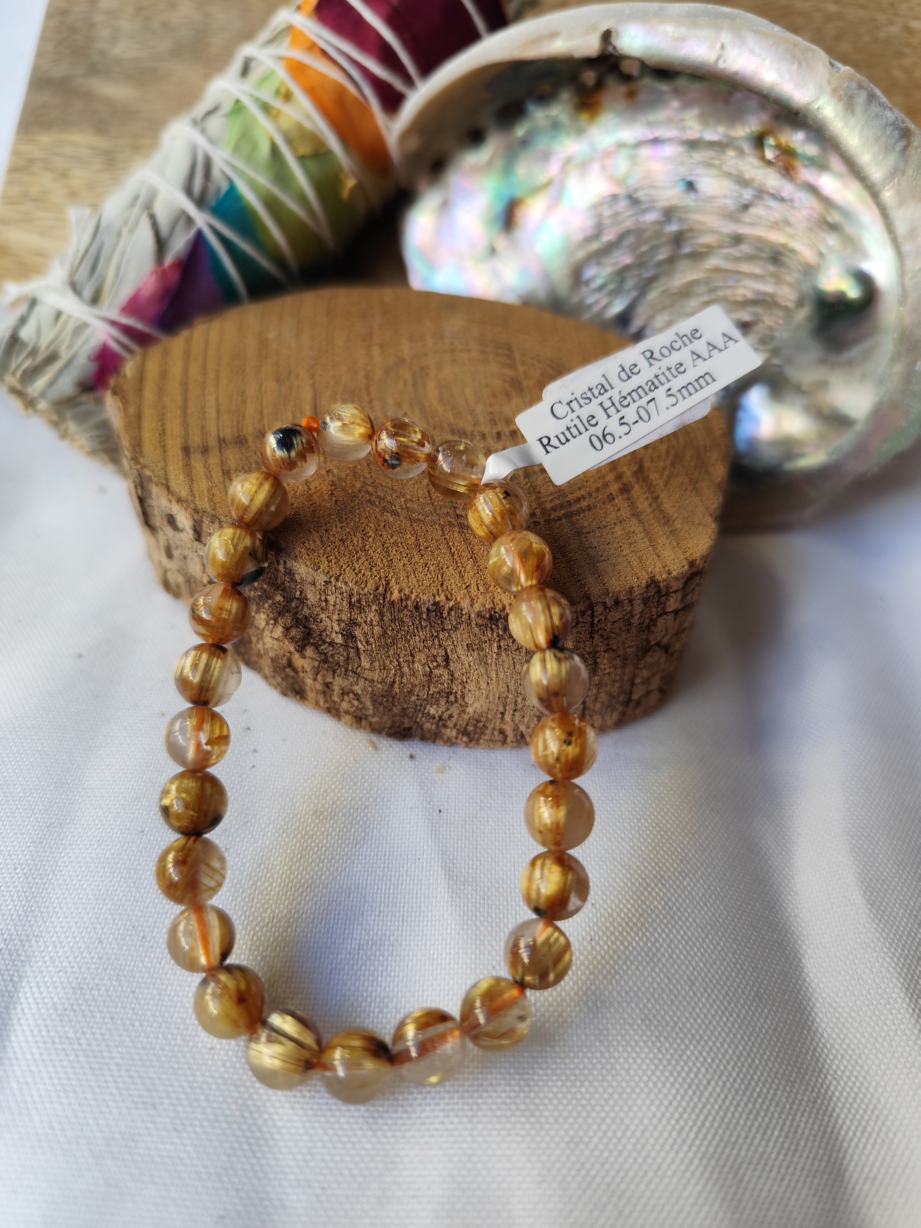 Bracelet Cristal de Roche Hématite AAA ( très rare )