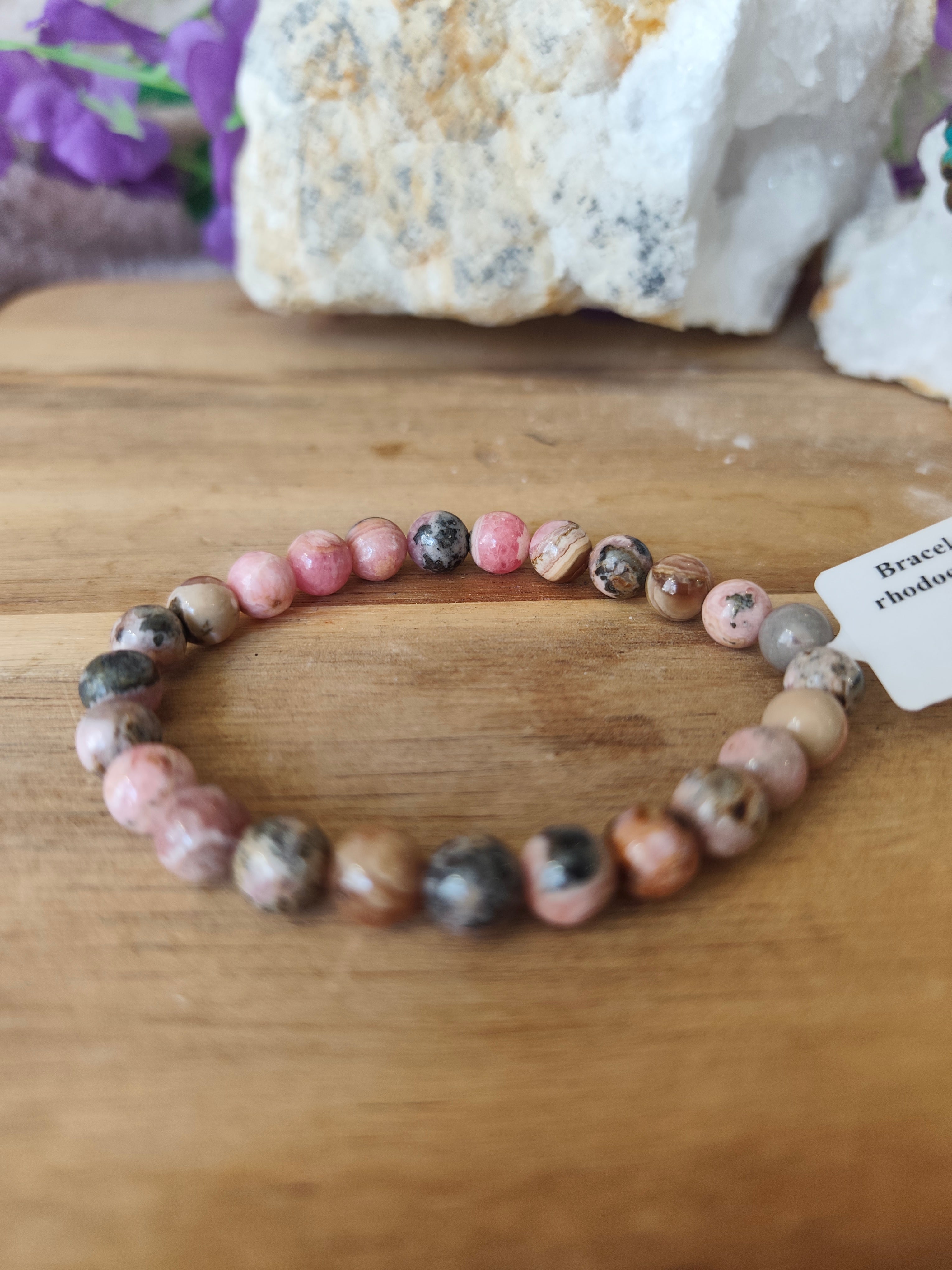 Bracelet Rhodochrosite Qualité A – Pierre Naturelle 6 mm
