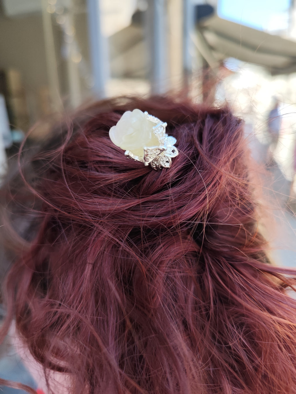 Broche cheveux / fluorine verte- jaune