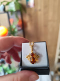 Pendentif abeille en ambre naturel – argent 925