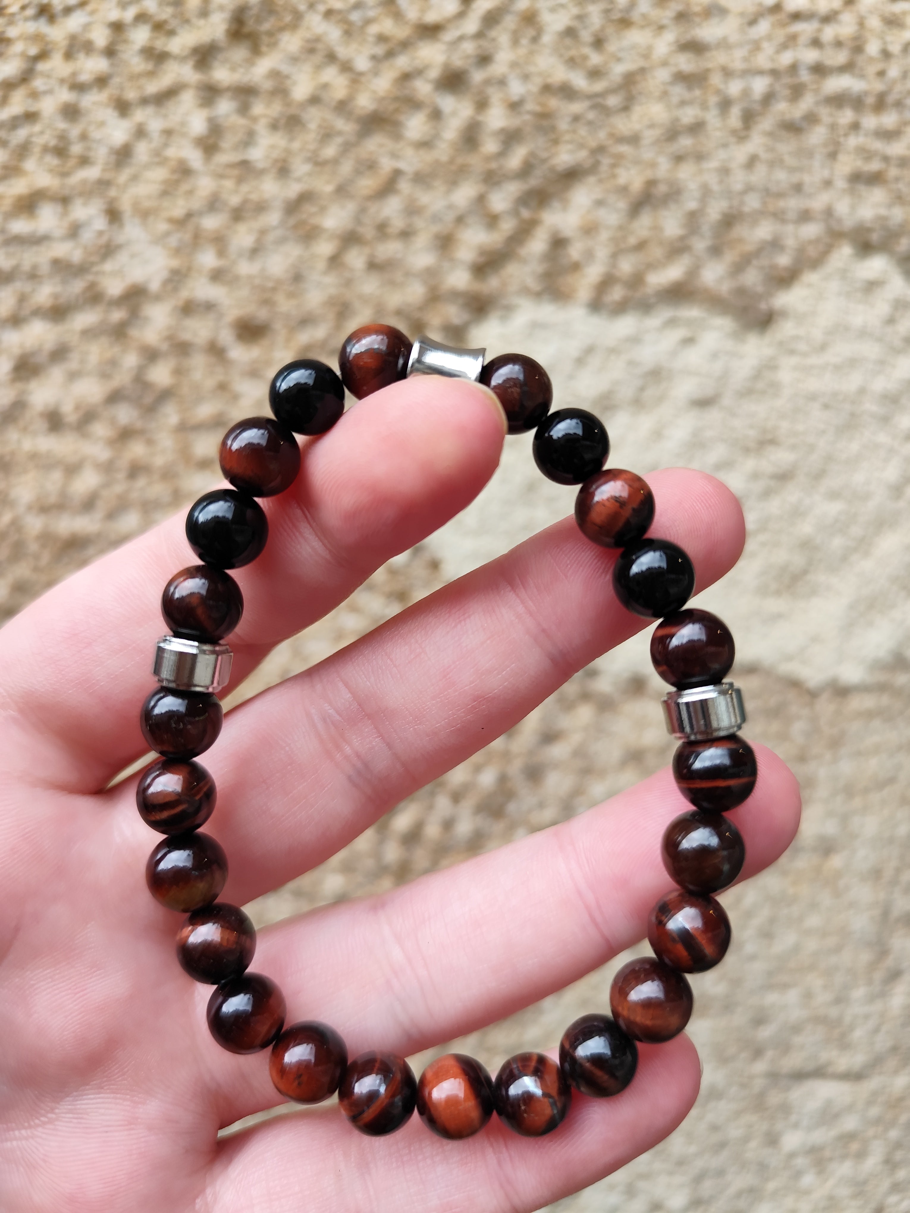 Bracelet Homme Onyx & Œil de Taureau – Élégance et Caractère