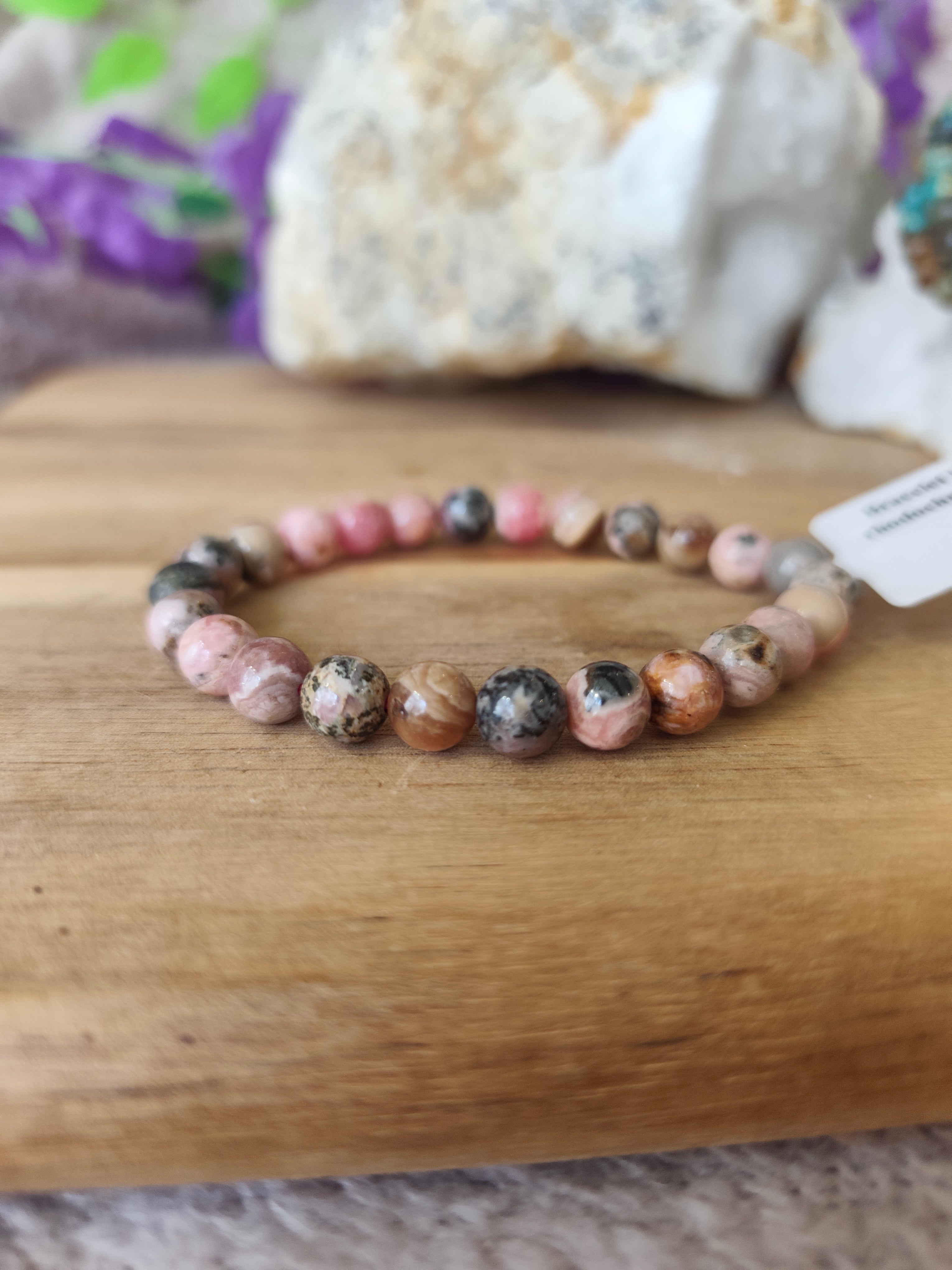 Bracelet Rhodochrosite Qualité A – Pierre Naturelle 6 mm