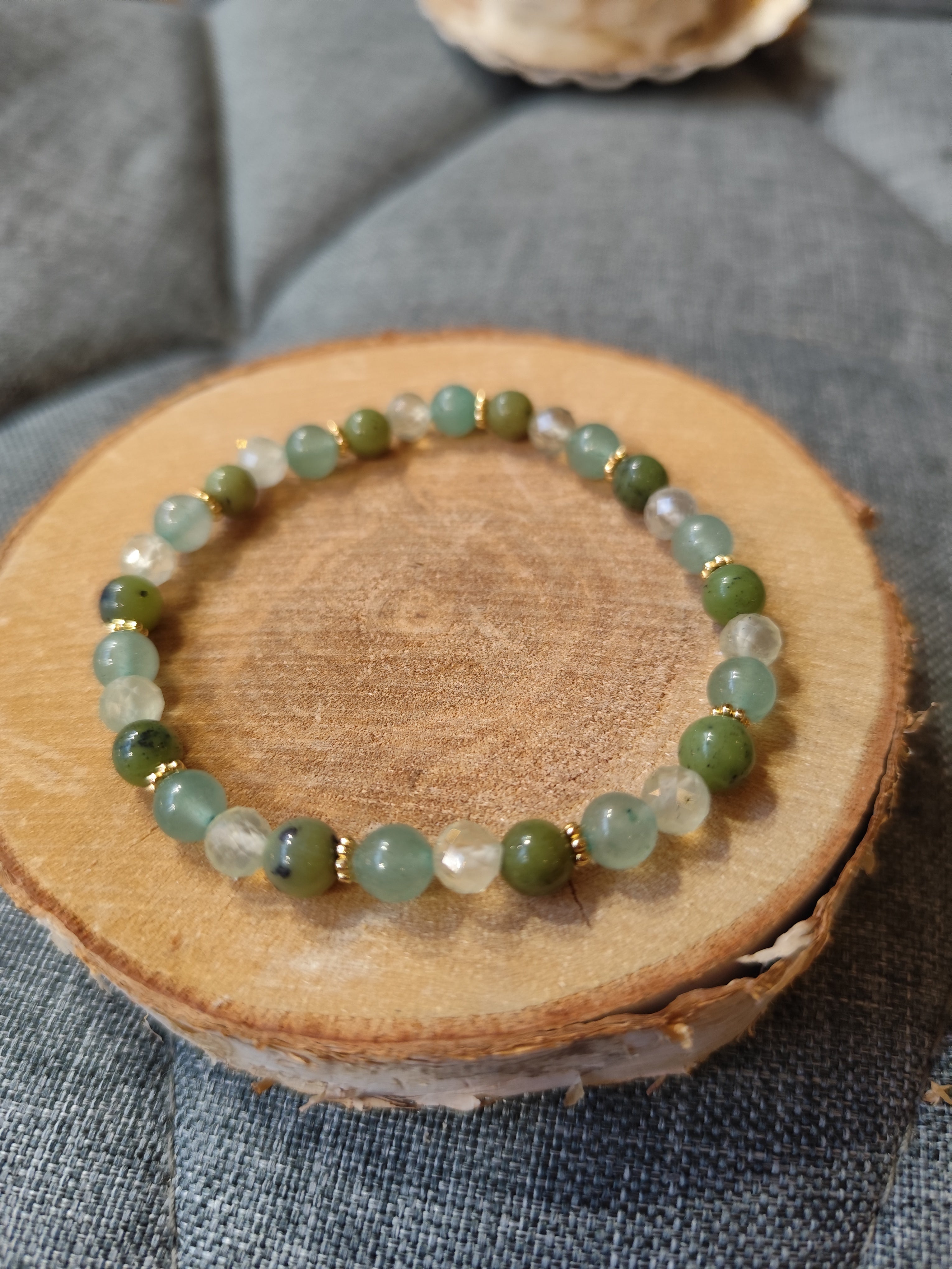 Bracelet Chance, espoir, retour à soi / serpentine, phrénite, aventurine verte