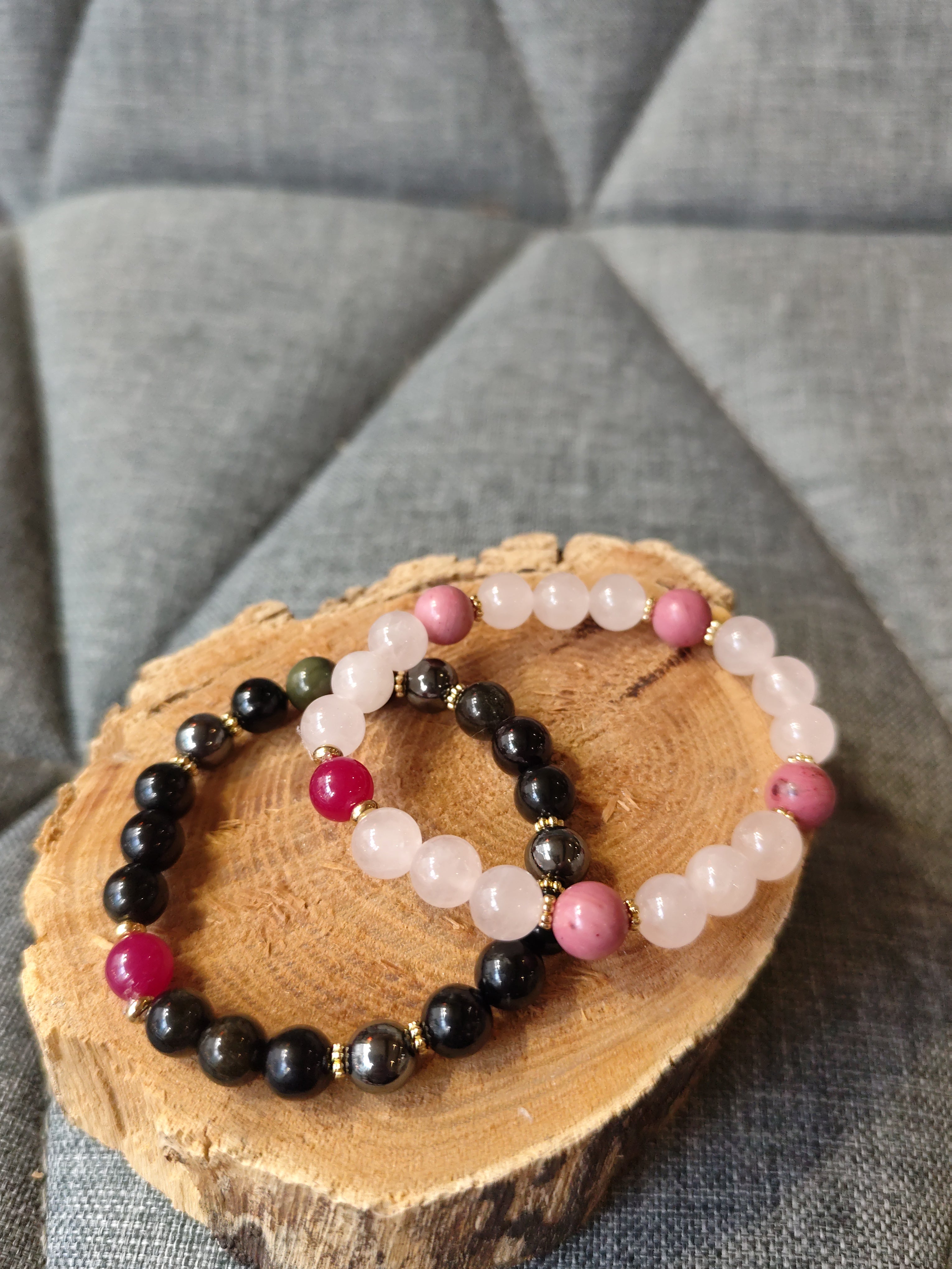 Bracelet Rubis Rosé – Quartz Rose & Rhodonite | Passion & Douceur