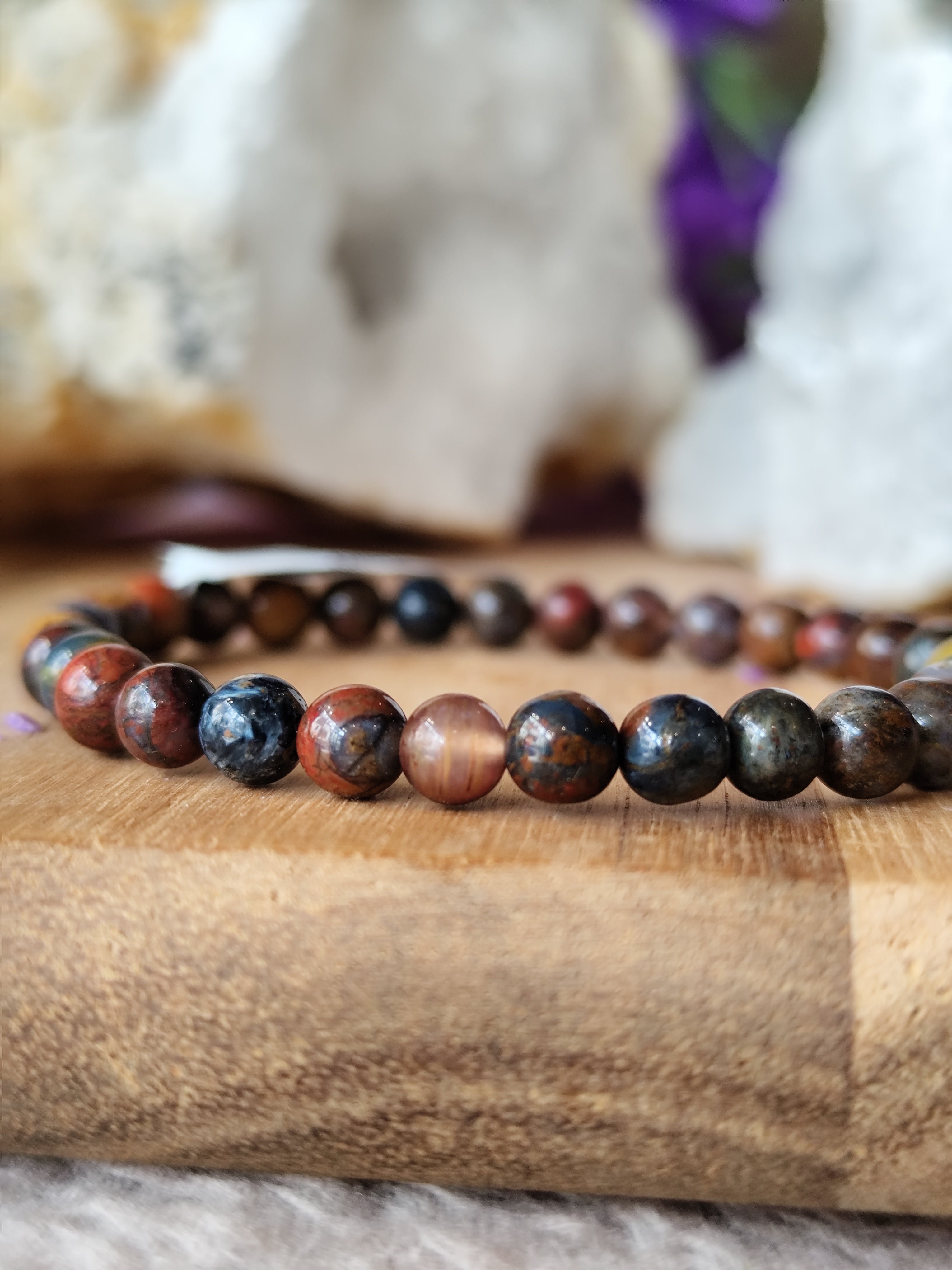 Bracelet Piétersite AA 6 mm – Pierre de la Tempête aux Reflets Exceptionnels