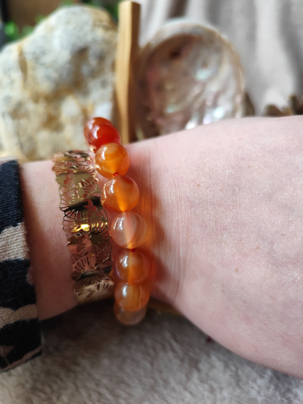 Bracelet Cornaline 12 mm – Pierre Naturelle Ultra Tendance & Énergie Positive