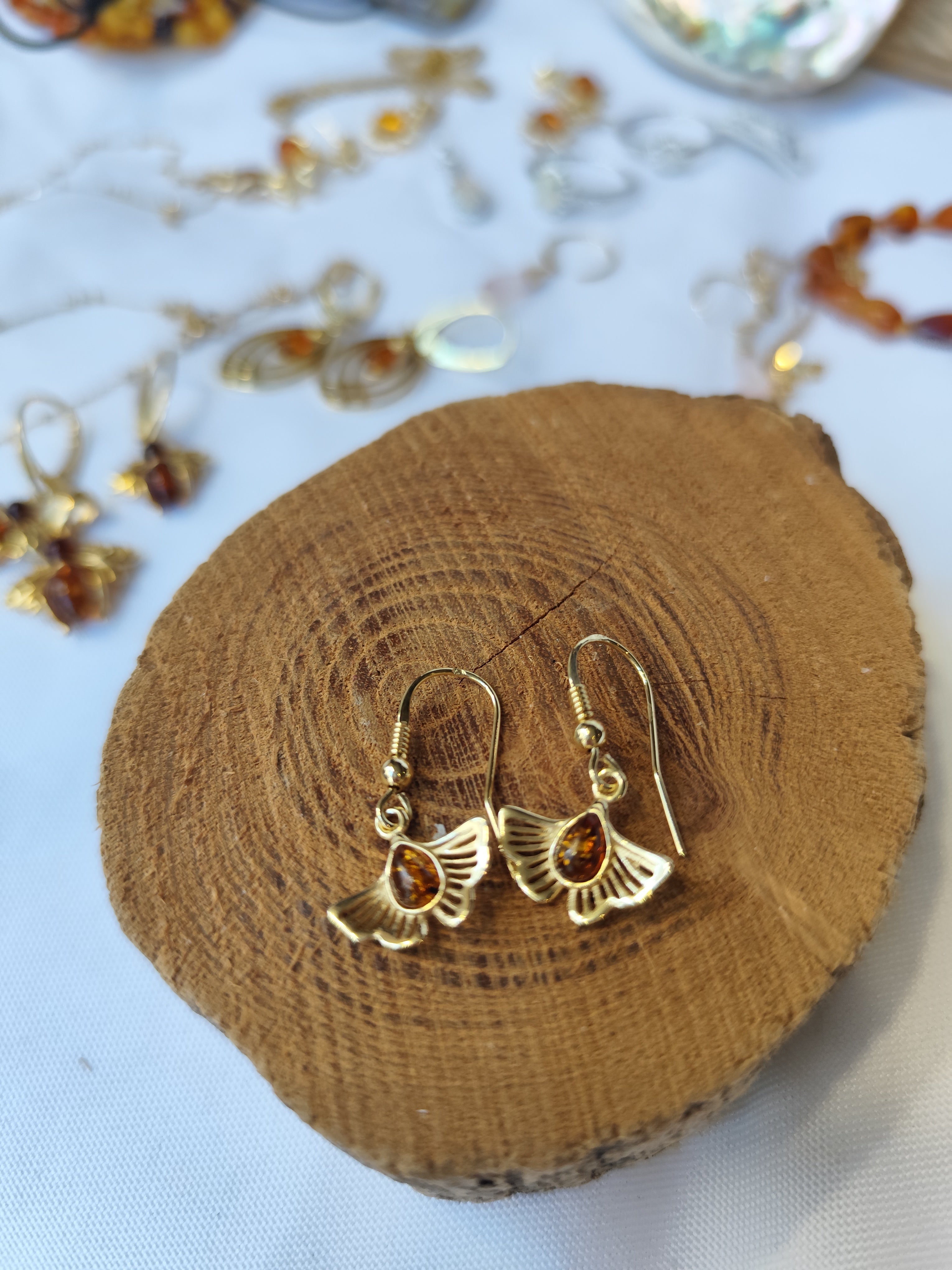 Boucle d'oreille Ginko Ambre