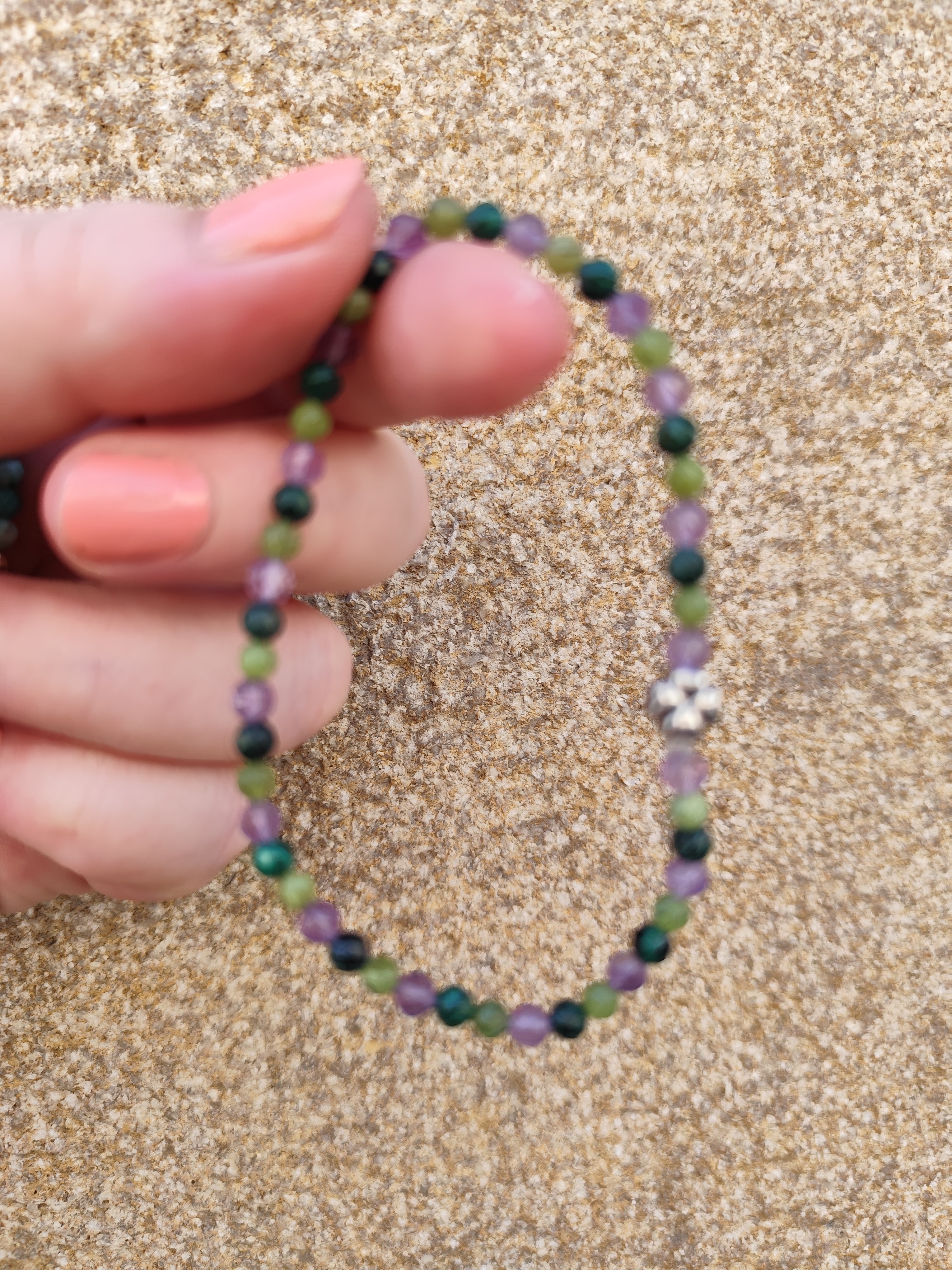 Bracelet Forest – 4 mm | Malachite, Serpentine & Améthyste