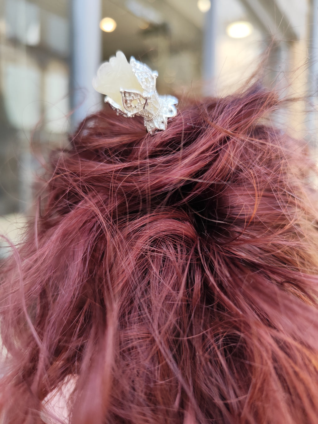Broche cheveux / fluorine verte- jaune