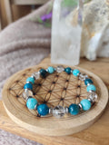Bracelet Naomi – Apatite bleue • Amazonite du Pérou • Cristal de roche